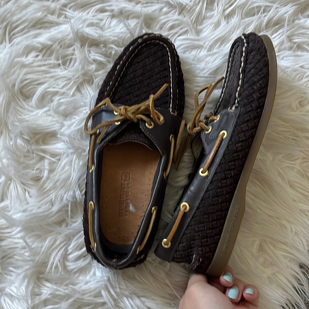 Sperry Woven Boat Shoes - Dark Brown Women’s 9.5